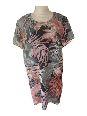 Mink Pink summer shift dress floral tropical Palms artsy womens